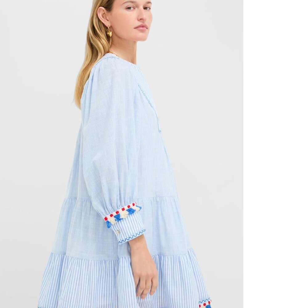 Tuckernuck Chambray Stripe Fringe Jen Dress NWT - Picture 4 of 6